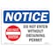Signmission OSHA Notice Sign, 7" Height, 10" Width, NOTICE Do Not Enter Without Sign With Symbol, Landscape OS-NS-D-710-L-15452 - alternate 1